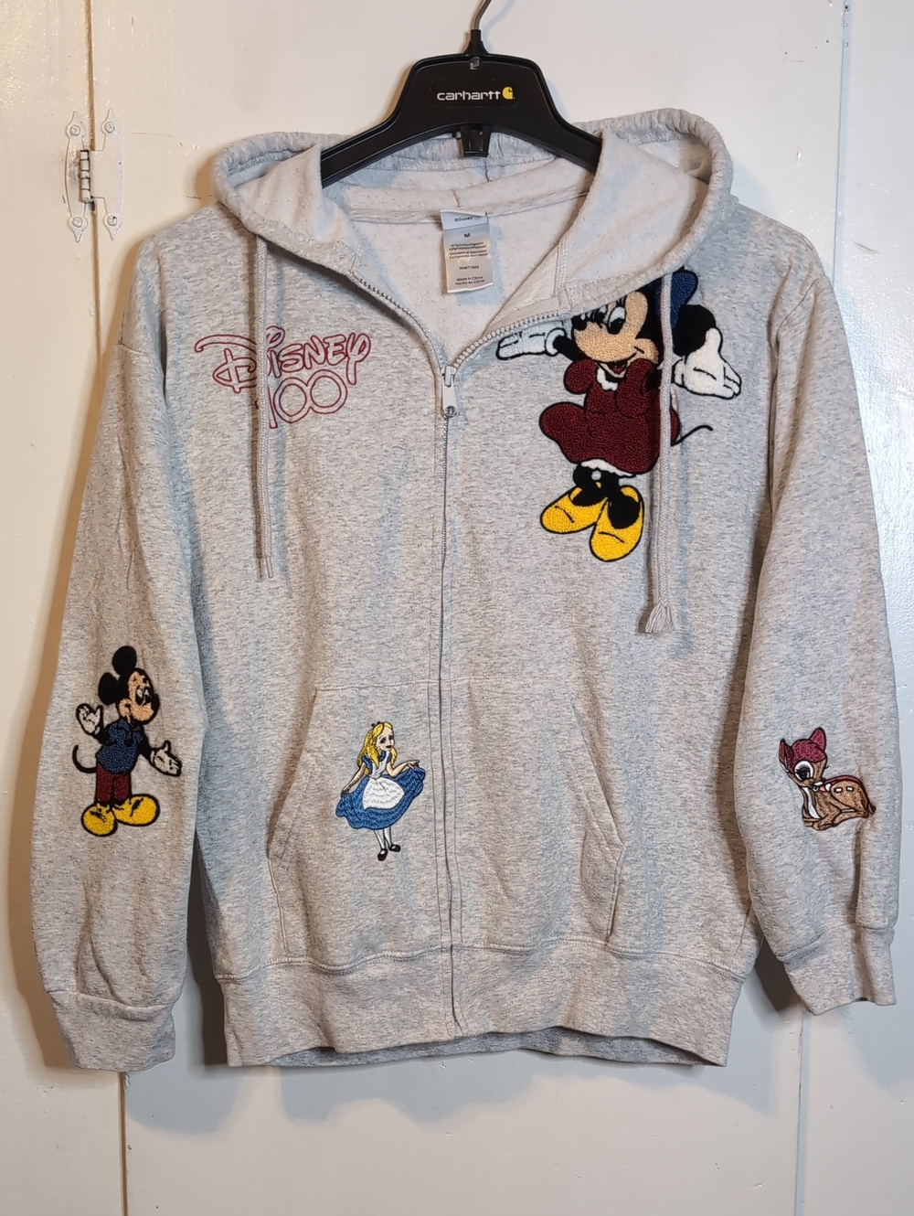 Disney 100th Anniv. Embroidered Patch Zip-Up Hoodie womens medium